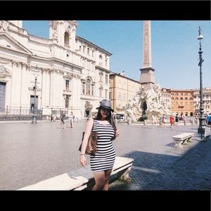 Black and white short summer dress.